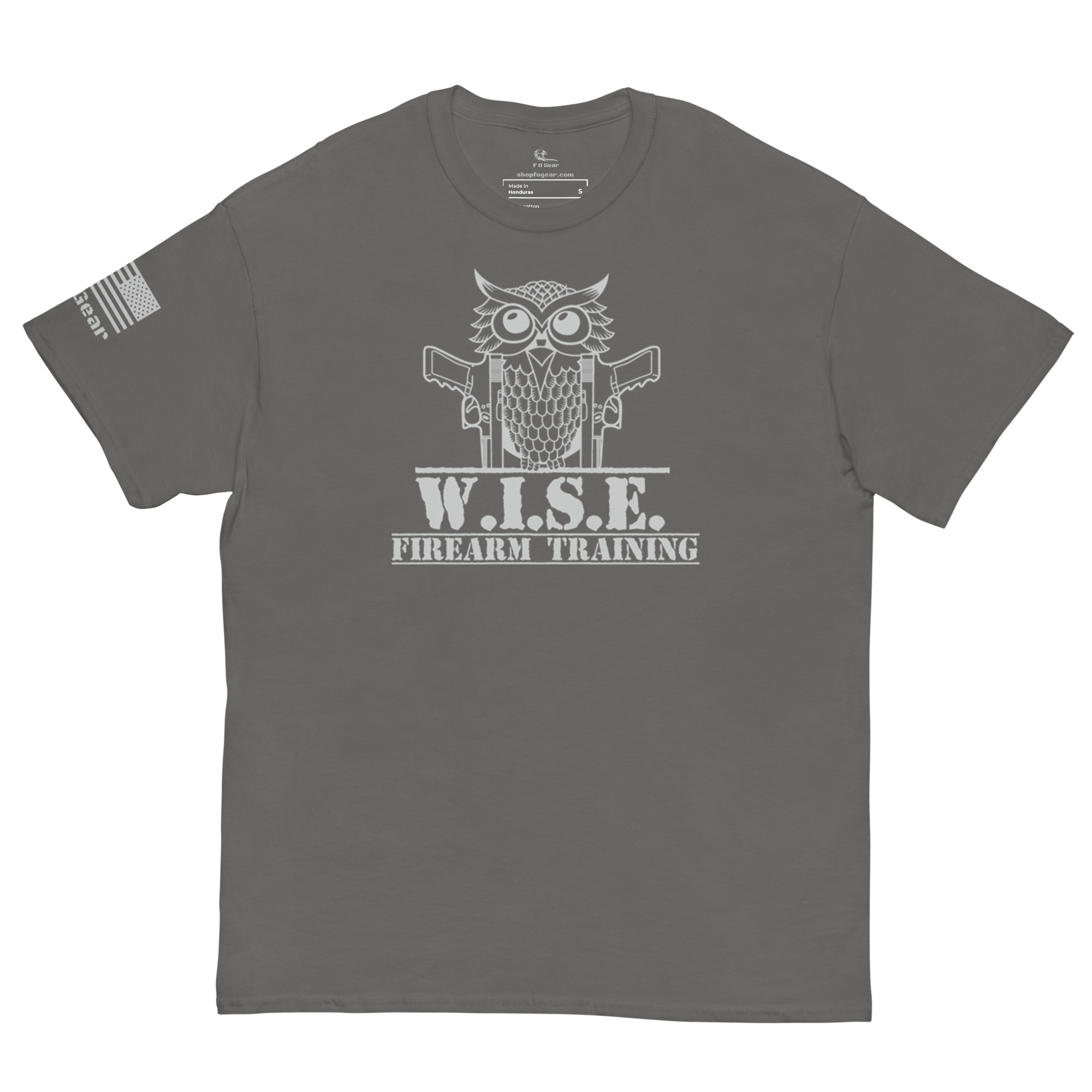 W.I.S.E. Firearm Training Grey Logo T Shirt - Image 7